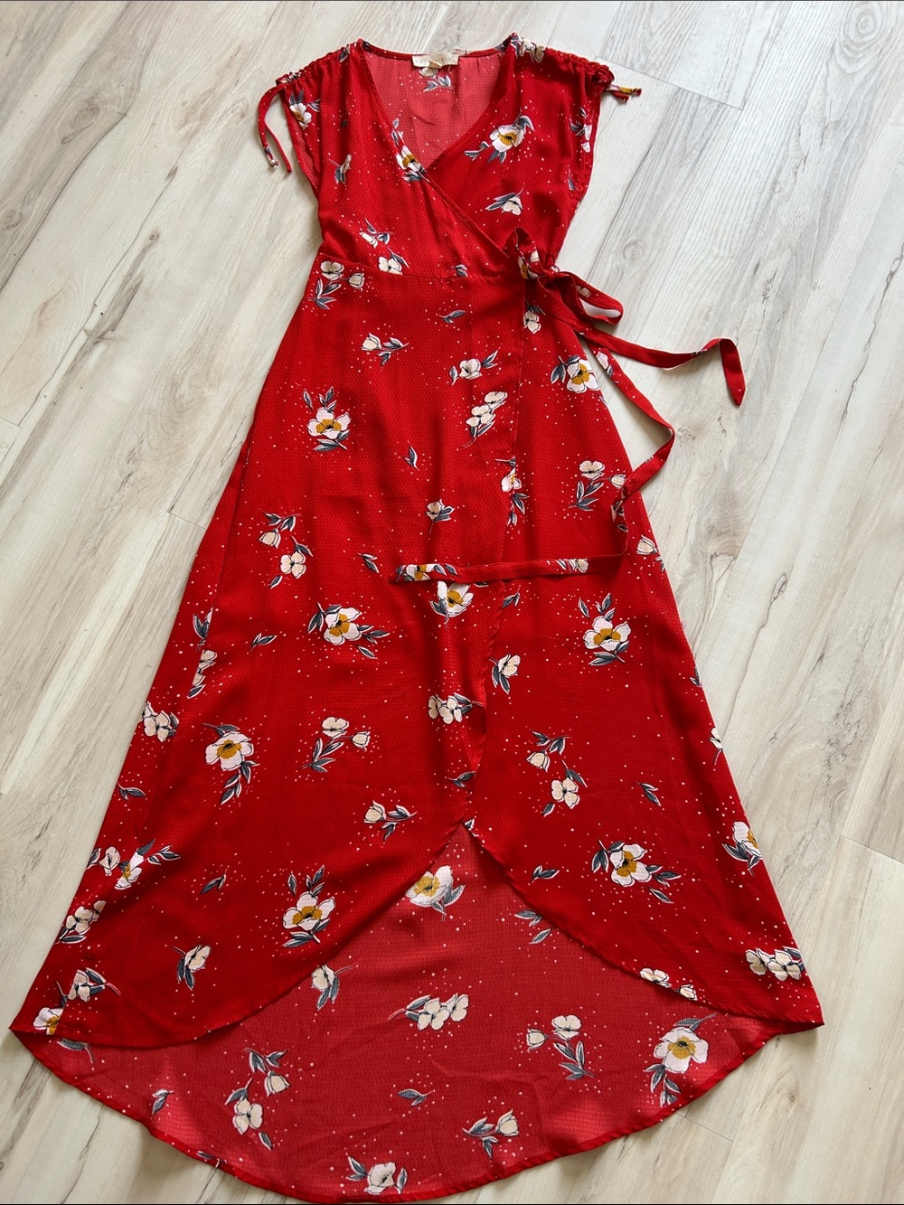 lovestitch Red Floral Wrap Maxi Dress